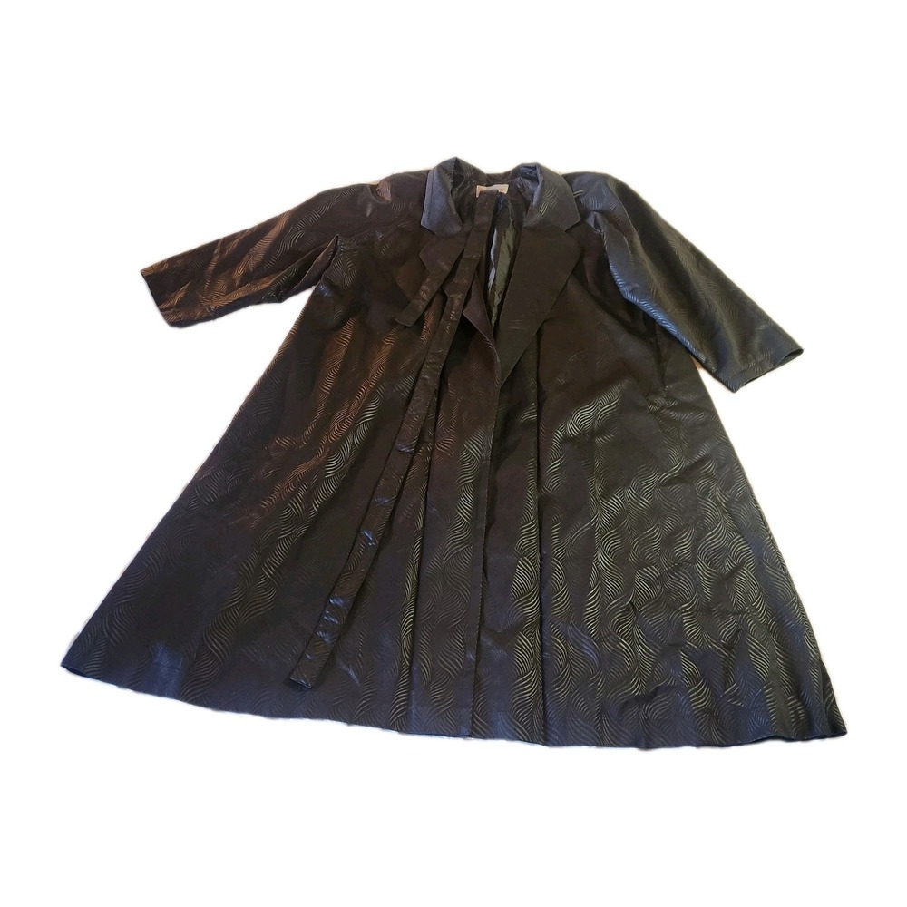 Vintage 80s Totes Black Embossed Polyester Lightweight Trench Coat New With Tags